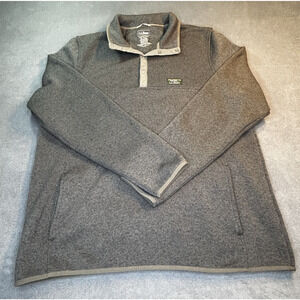 LL Bean Mens 1/4 Snap Sweater Fleece Jacket Gray Tall XL Slightly Fitted